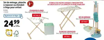 Set de ménage, planche à repasser ou étendoir à linge pour enfant