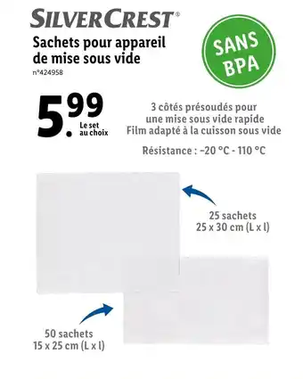 Lidl Sachets pour appareil de mise sous vide offre