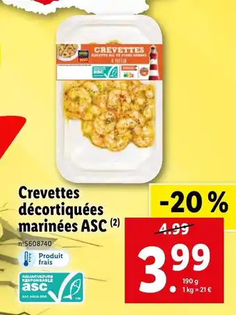 Lidl Crevettes décortiquées marinées ASC (2) offre