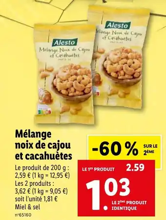 Lidl Mélange noix de cajou et cacahuètes offre