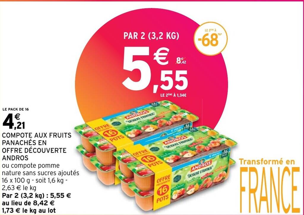 Promo COMPOTE AUX FRUITS PANACHÉS EN OFFRE DÉCOUVERTE ANDROS chez