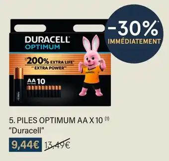 Monoprix Duracell piles optimum aa x 10 offre