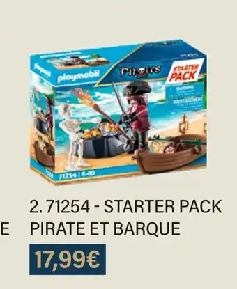 Monoprix Playmobil 71254- starter pack pirate et barque offre