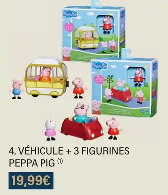 Peppa pig véhicule + 3 figurines peppa pig