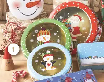 Intermarché Boite de noël ronde en métal couvercle transparent adac offre