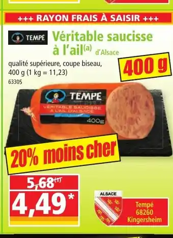 Norma Véritable saucisse à l'ail offre