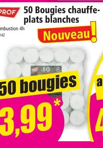 Norma 50 Bougies chauffe-plats blanches Nouveau offre
