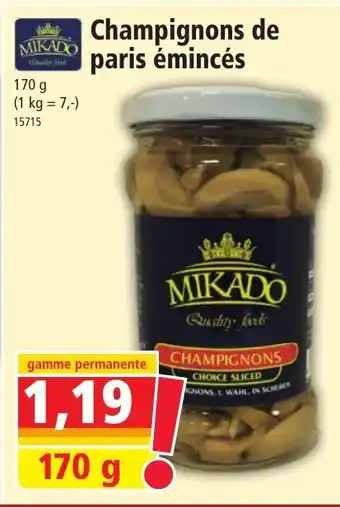 Norma Champignons de paris émincés offre