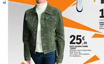 E.Leclerc VESTE VELOURS FEMME "COVED" offre