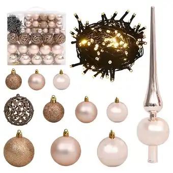 Bricorama Vidaxl set de boules de noël avec pic et 300 led 120pcs doré rose offre