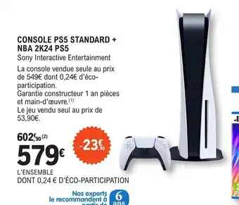 E.Leclerc CONSOLE PS5 STANDARD + NBA 2K24 PS5 offre