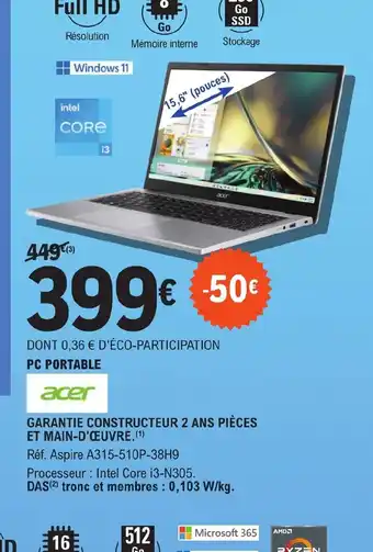 E.Leclerc PC PORTABLE offre