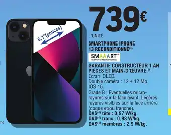 E.Leclerc SMARTPHONE IPHONE 13 RECONDITIONNÉ offre