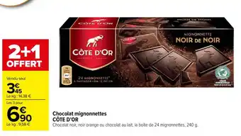 Carrefour Chocolat mignonnettes CÔTE D'OR offre