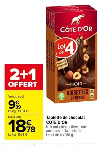 Carrefour Tablette de chocolat CÔTE D'OR offre