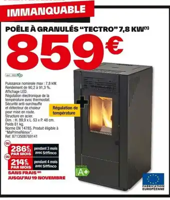 Brico Dépôt POÊLE À GRANULÉS “TECTRO offre
