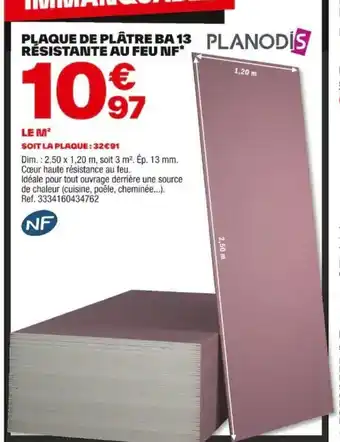 Brico Dépôt PLAQUE DE PLÂTRE BA 13 offre