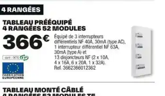 Brico Dépôt TABLEAU PRÉÉQUIPÉ 4 RANGÉES 52 MODULES offre