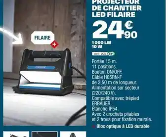 Brico Dépôt PROJECTEUR DE CHANTIER LED FILAIRE offre