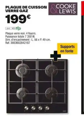 Brico Dépôt PLAQUE DE CUISSON VERRE GAZ offre