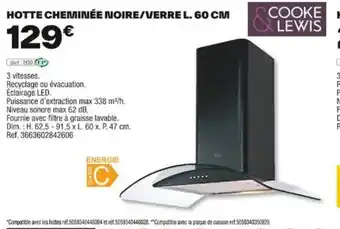 HOTTE CHEMINÉE NOIRE/VERRE