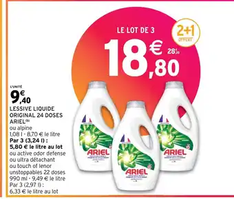 Intermarché LESSIVE LIQUIDE ORIGINAL 24 DOSES ARIEL offre