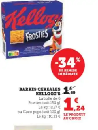 Hyper U BARRES CEREALES KELLOGG'S offre