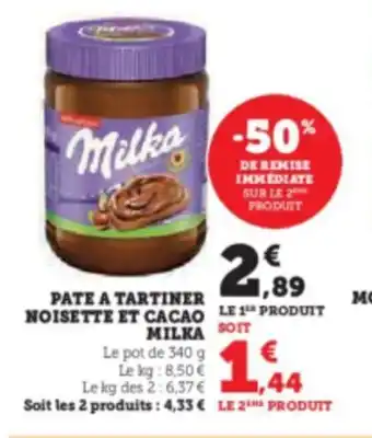 Hyper U PATE A TARTINER NOISETTE ET CACAO offre