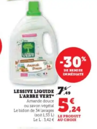 Hyper U LESSIVE LIQUIDE L'ARBRE VERT offre