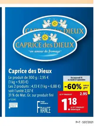 Lidl Caprice Des Dieux offre