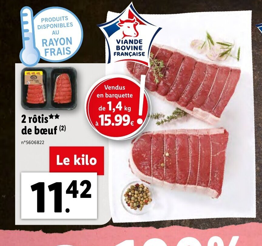 Promo 2 Rotis De Boeuf chez Lidl