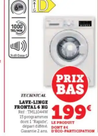 Hyper U TECHNICAL LAVE-LINGE FRONTAL 6 KG offre
