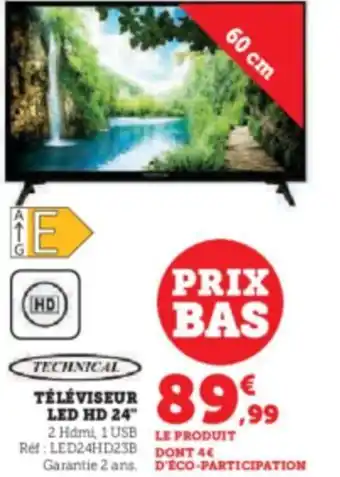 Hyper U TECHNICAL TÉLÉVISEUR LED HD 24 offre