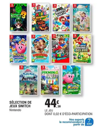E.Leclerc SÉLECTION DE JEUX SWITCH Nintendo offre