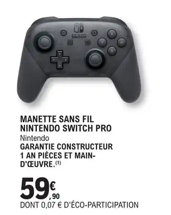 E.Leclerc MANETTE SANS FIL NINTENDO SWITCH PRO offre