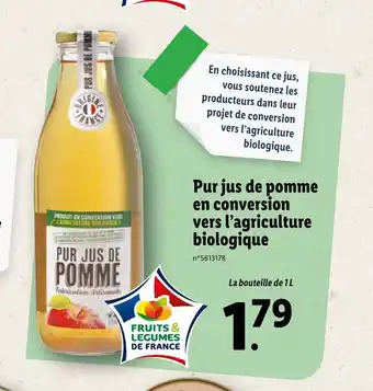 Lidl Pur Jus De Pomme En Conversion Vers L'Agriculture Biologique offre