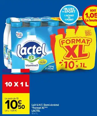 Carrefour Lait U.H.T. Demi-écrémé "Format XL"(m) offre