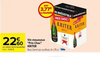 Carrefour Vin mousseux "Prix Choc" KRITER offre