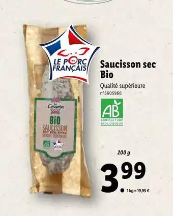 Lidl Saucisson Sec Bio offre