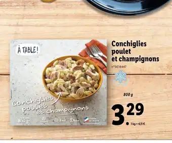 Lidl Conchiglies Poulet Et Champignons offre