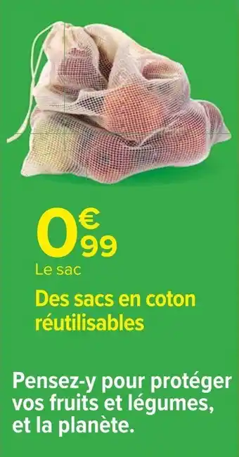 Carrefour Des sacs en coton réutilisables offre