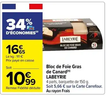 Carrefour Bloc de Foie Gras de Canard (n) LABEYRIE offre