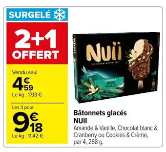 Carrefour Bâtonnets glacés NUII offre