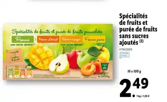 Lidl Spécialités De Fruits Et Purée De Fruits Sans Sucres Ajoutés offre