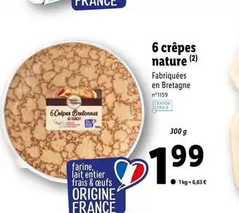 Lidl 6 Crépes Nature offre