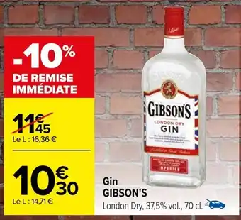Carrefour Gin GIBSON'S offre