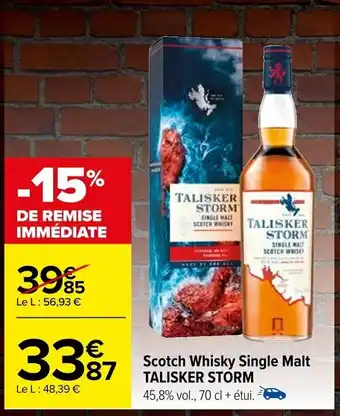 Carrefour Scotch Whisky Single Malt TALISKER STORM offre