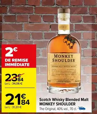 Carrefour Scotch Whisky Blended Malt MONKEY SHOULDER offre