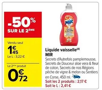 Carrefour Liquide vaisselle(d) MIR offre