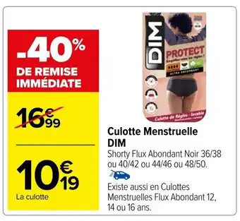 Carrefour Culotte Menstruelle DIM offre